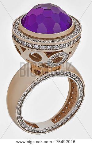 Golden Ring With Diamonds Gemstones