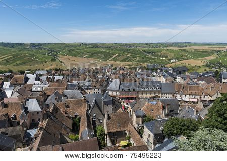 Vinyards And City Of Sancerre