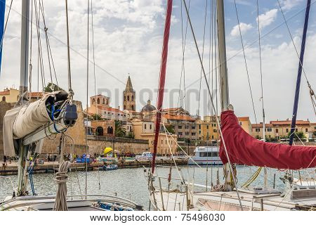 View Of The Alghero From The Harbor Jetty