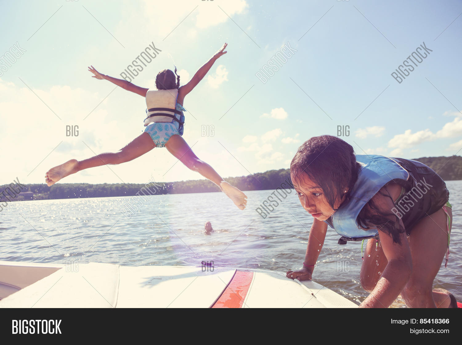 Kids Jumping Off Boat Image & Photo (Free Trial) Bigstock