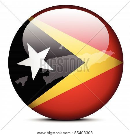 Map On Flag Button Of Democratic Republic  Timor-leste