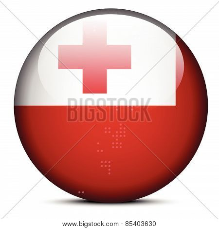 Map With Dot Pattern On Flag Button Of Kingdom Thailand