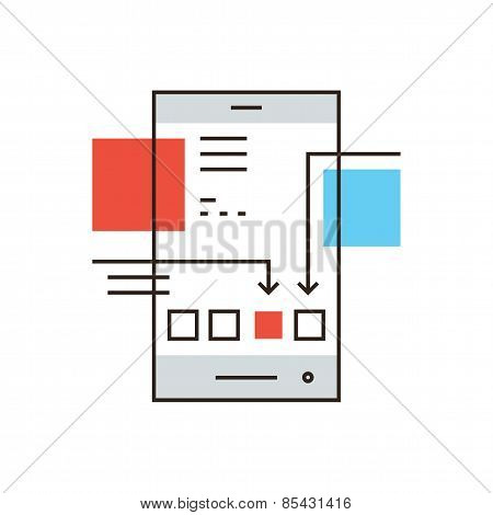 Mobile Application Flat Line Icon Concept