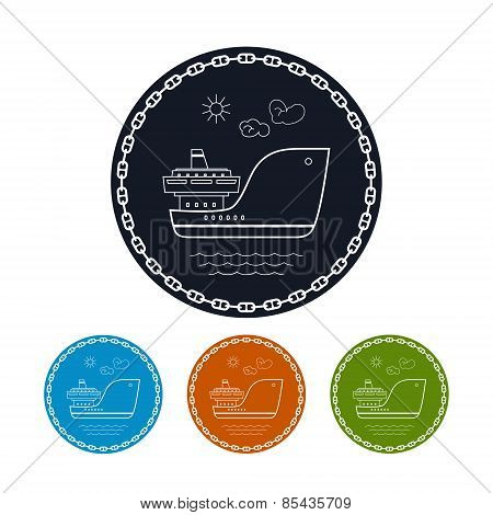 Icon  Cargo Ship, Vector Illustration