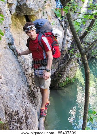 man hiking