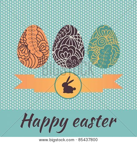 Three Eggs With Lace Pattern For Easter Greetings