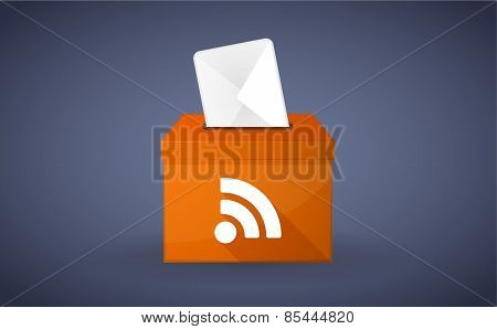 Orange Ballot Box With A Rss Sign
