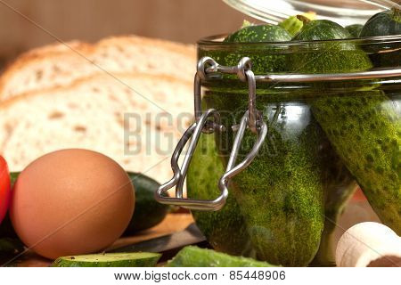 Vegetable ingredients of breakfast. Selective focus.