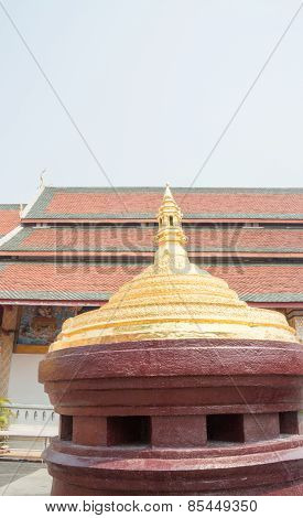 Mount Meru Model At Buddism Temple In Lamphun, Thailand