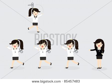 Wind-up Business Woman Concept