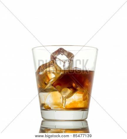 Black Russian mixed drink on a white background