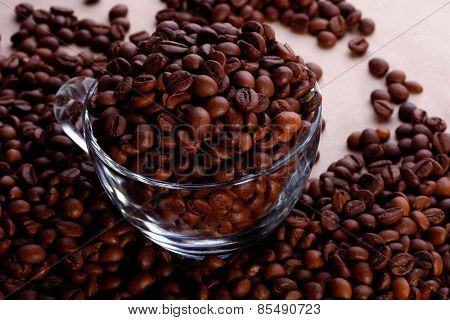 Coffe Beans In Glass Cup