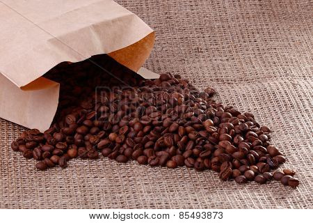 Cofee Beans On Burlap