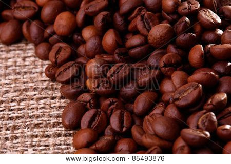 Cofee Beans On Burlap