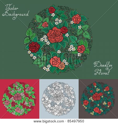 vector set varicolored floral pattern