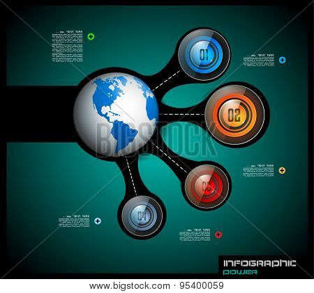 Infographics template with 4 choices layout connected to a Light Bulb. Conceptual design made to chose the best idea or item between 4 choice available.