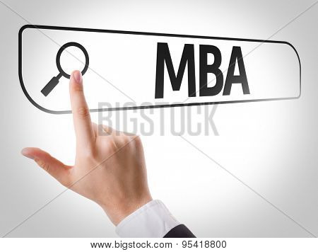MBA written in search bar on virtual screen