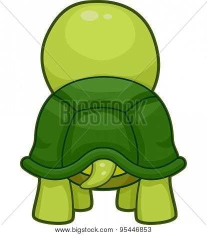 Cutesy Illustration Featuring the Back of a Turtle Swinging its Tail
