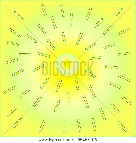 Solar abstract background green lines on yellow