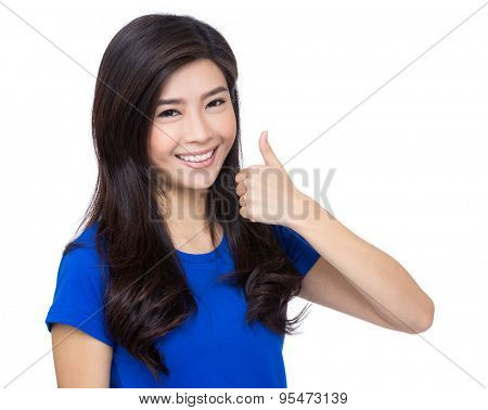 Asian woman with thumb up