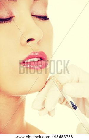 Cosmetic botox injection in the female face