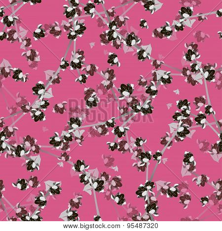 Seamless pattern with blooming apple twigs