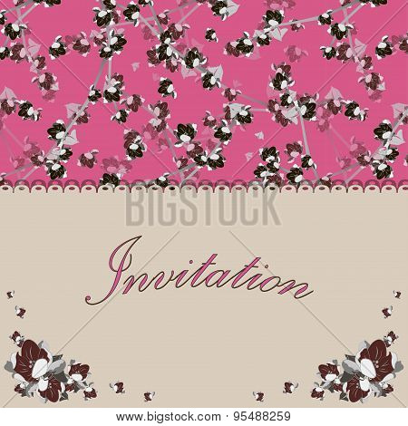 Beautiful floral invitation card with flowers