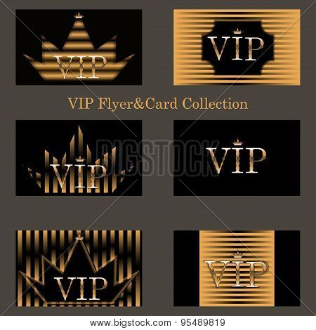 vector set of VIP cards with golden foil