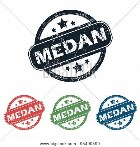 Round Medan city stamp set