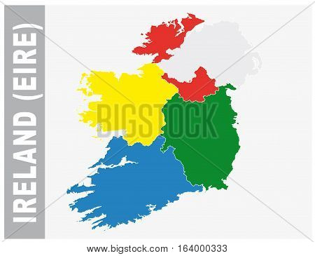 Colorful Ireland, Eire administrative and political vector map