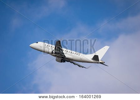 Airplane taking off from the Itami International Airport in Osaka, Japan.