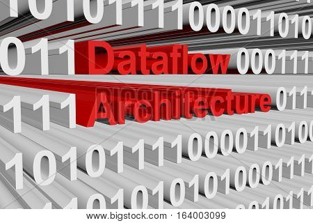 Dataflow architecture in the form of binary code, 3D illustration