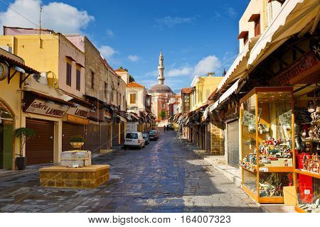 RHODES, GREECE - DECEMBER 05, 2016: Suleiman Mosque in the historic town of Rhodes, on December 05, 2016.