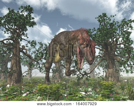 Computer generated 3D illustration with the dinosaur Mapusaurus