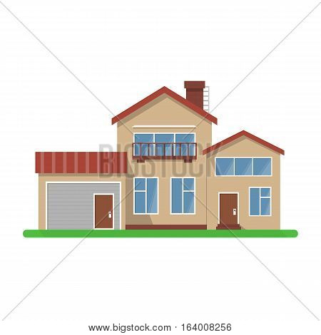 Stylish house vector illustration. Flat design, isolated on white background, bright colors, detailed image.