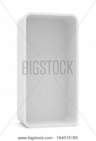 Blank empty rounded showcase display. Front view. Mock-up. Ready for your design. Isolated. 3D illustration