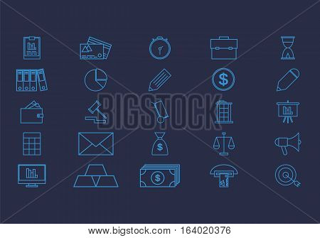Set vector line icons in flat design accounting, finance and business with elements for mobile concepts and web apps