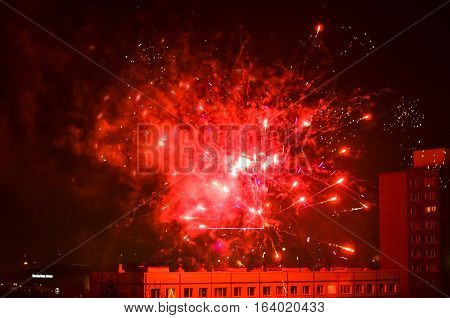 rooftop view from apartment building new year fireworks in berlin
