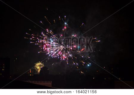 rooftop view from apartment building new year fireworks in berlin