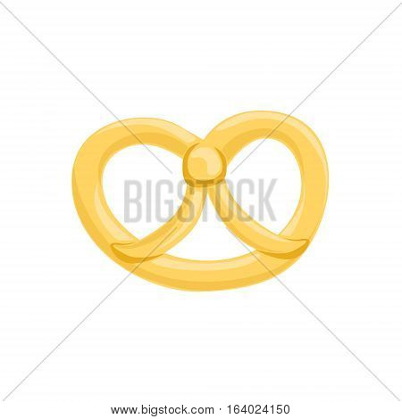 Pretzel Isolated Vector Icon From Set Of Bakery Shop Pastry Assortment Menu Items. Cartoon Sticker With Cafe Breakfast Sweet Baked Snack.
