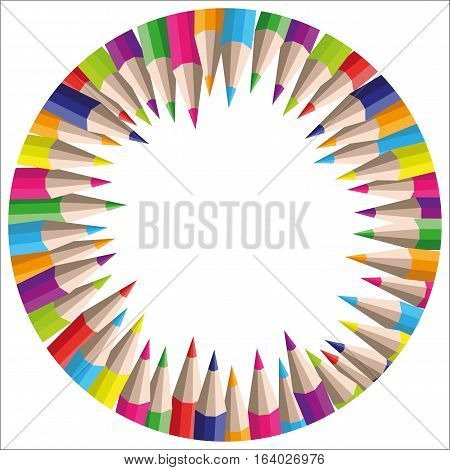 vector circle background of colored pencils for your design