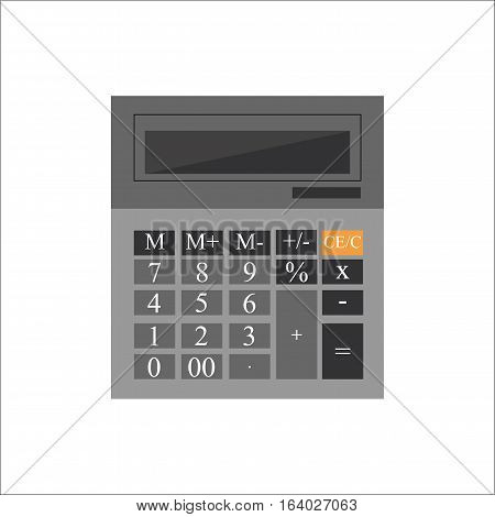 vector gray calculator with figures on a white background