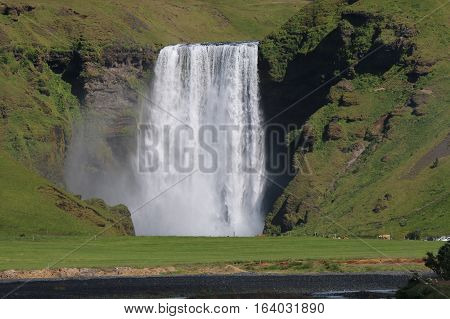 Skogafoss Waterfall on Skoga River in South Iceland