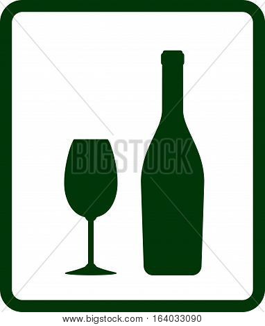 Champagne Icon With Bottle And Glass