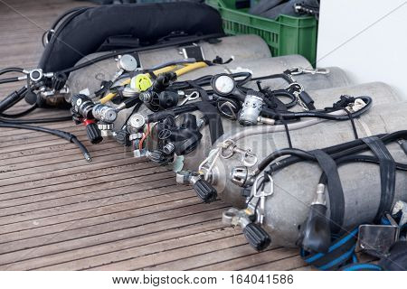 Diving equipment on the sea safari boat