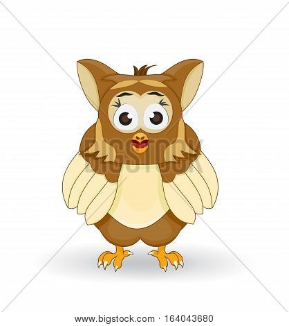 illustration of cartoon owl facing front and stare