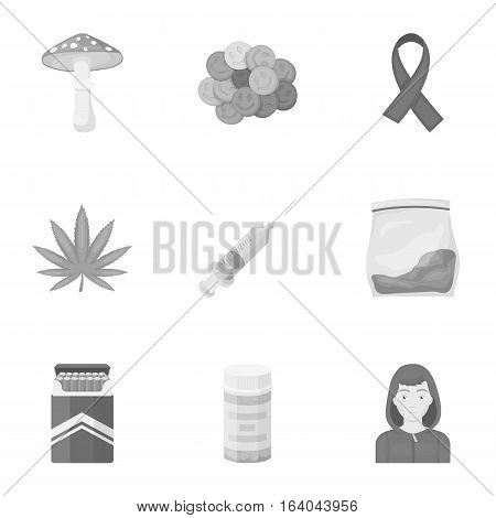 Drugs set icons in monochrome style. Big collection of drugs vector symbol stock