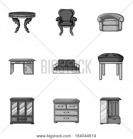 Furniture and home interior set icons in monochrome design. Big collection of furniture and home interior vector symbol stock illustration
