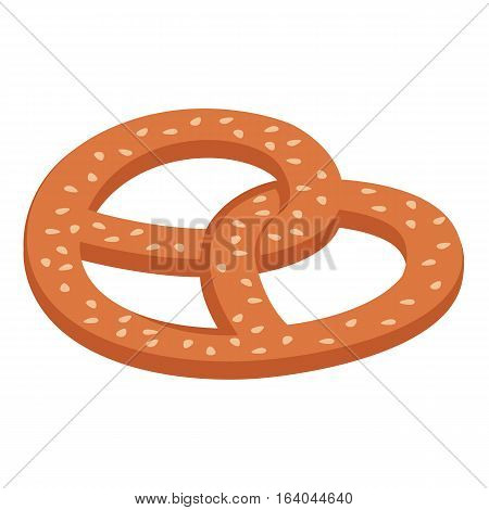 Isometric illustration of pretzel isolated on white background.