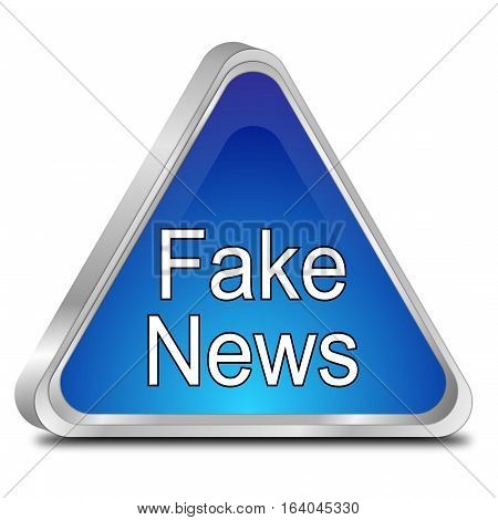 blue Fake News warning sign - 3D illustration